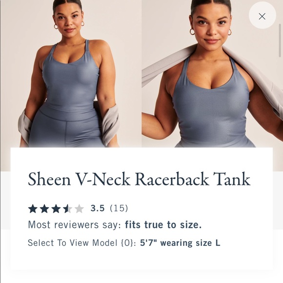 ABERCROMBIE Sheen V-Neck Racerback Tank NWT - Picture 5 of 10